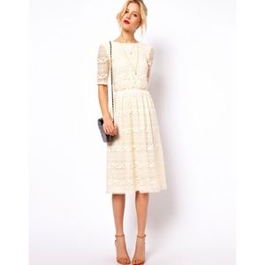 Asos Lace midi dress with open back