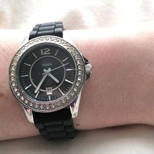 Black Silicone Fossil Watch
