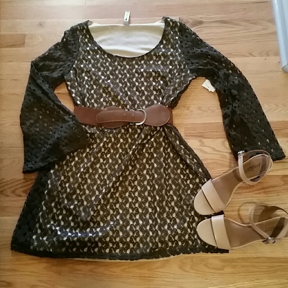 design lab Dresses & Skirts - "Lucky 7 sale" Khaki green lace shift mini dress