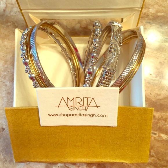 Amrita Singh silver and gold bangle set