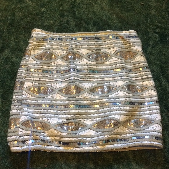 Silver sequin skirt