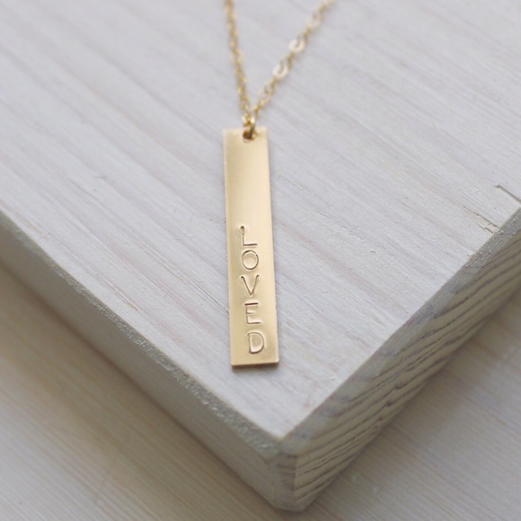 Vertical Customizable Gold Bar Necklace - Picture 2 of 4