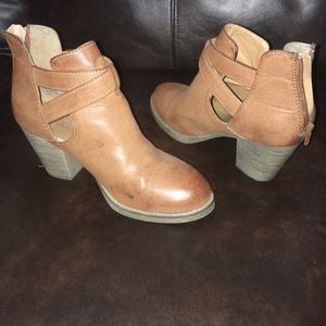 Brown leather booties