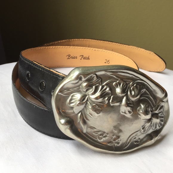 Brian Patch black leather, silver buckle belt