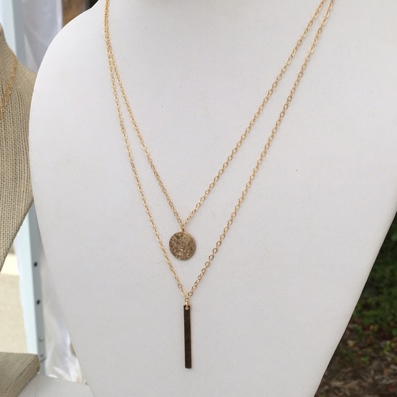 Layered Bar & Circle 14k Gold Filled Necklace Set - Picture 3 of 4
