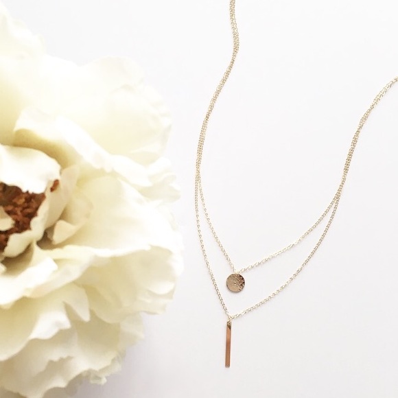 Layered Bar & Circle 14k Gold Filled Necklace Set - Picture 4 of 4