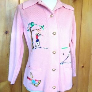 Funky vintage golf themed cardigan.