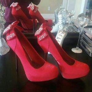 NWOT Satin Red Heels
