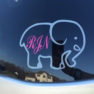 Cute Elephant Monogram Window Decal🐘