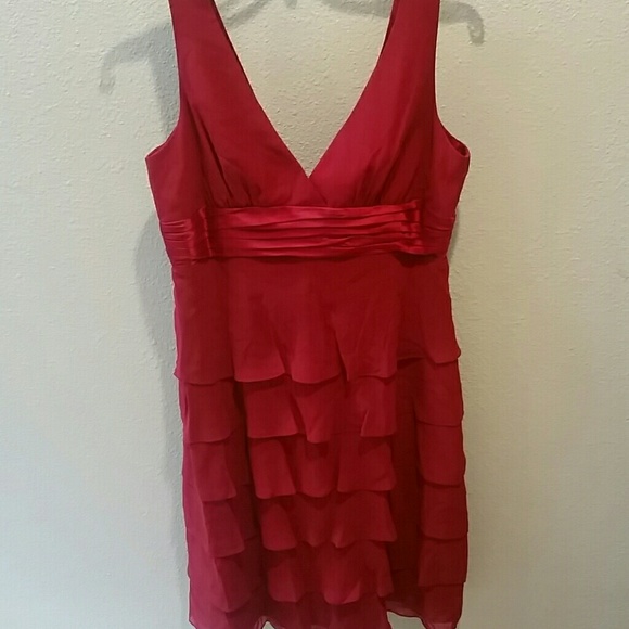 BCBG MAX AZRIA Red Chiffon and Silk Dress - Picture 1 of 4