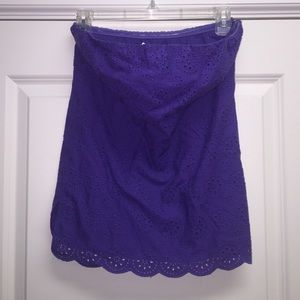 Purple Floral-Stiched J.Crew Strapless Top!