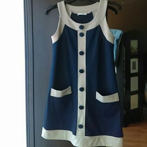 Retro navy blue/tan dress