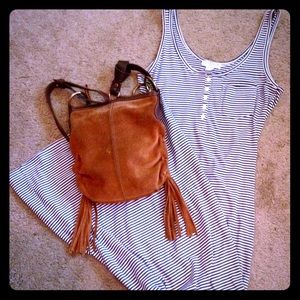 Navy and white striped maxi dress