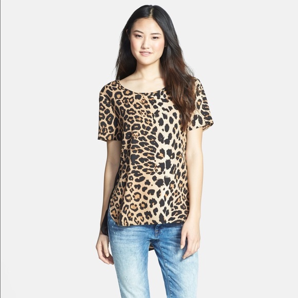 RD style leopard print woven shirttail tee