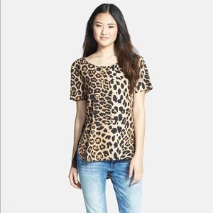 RD style leopard print woven shirttail tee