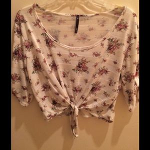 Floral, Front Tied Crop Top
