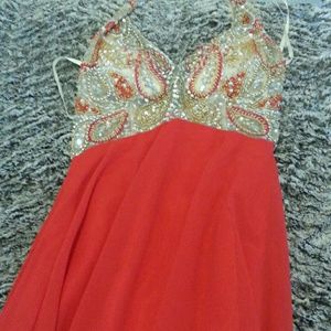 Red beautiful prom dress.