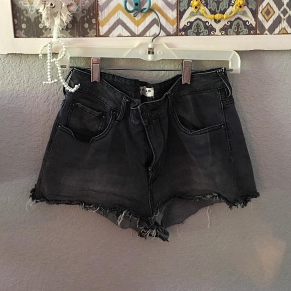 High rise black cutoff shorts