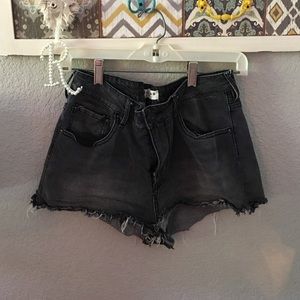 High rise black cutoff shorts
