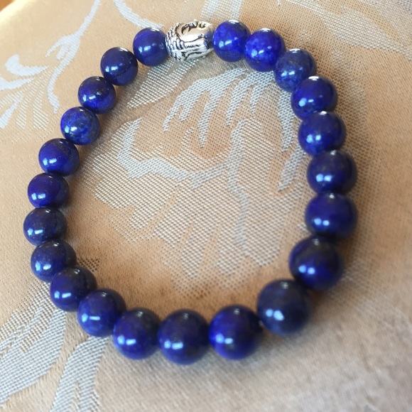 BUDDHA Natural Agate Beaded Bracelet (Blue) - Picture 3 of 4