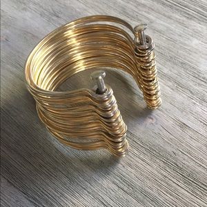 Gold metal multiple band open bangle