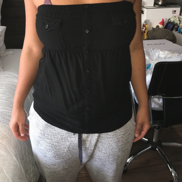 Black button down tube top