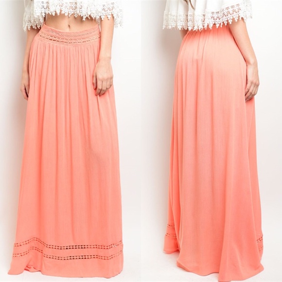 LAST ONE! Incredible Long Coral Maxi Skirt - Picture 2 of 2