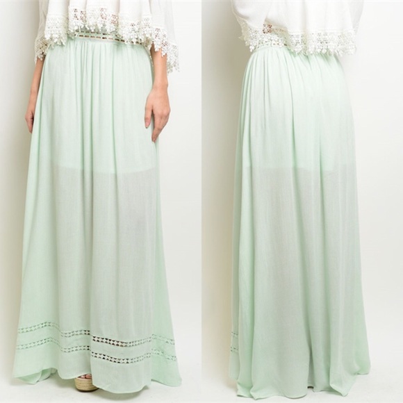 Sage Long Boho Maxi Skirt - Picture 2 of 3