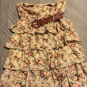 Strapless mini dress with ruffles