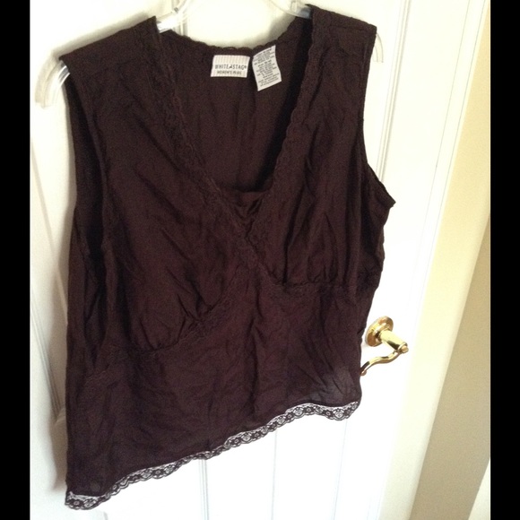 White Stag Tops - 18/20W Chocolate Lace Sleeveless Blouse