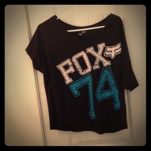 Super cute fox off the shoulder top