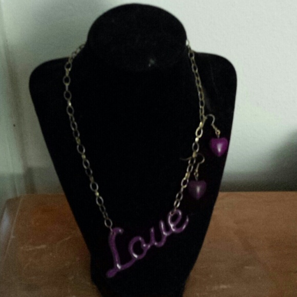 Purple love necklace w earrings
