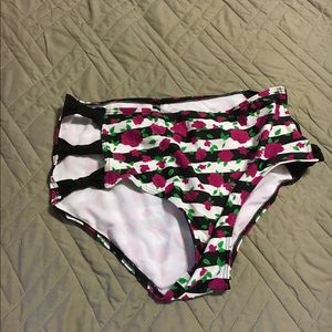 High waisted swim bottom bow detail
