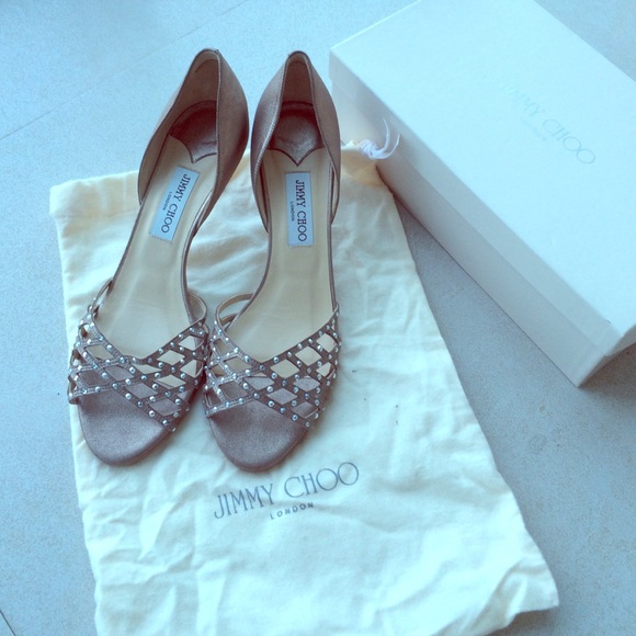 Jimmy Choo metallic nude shoes