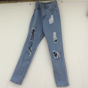 High waisted denim jeans