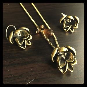 Fossil earrings and necklace