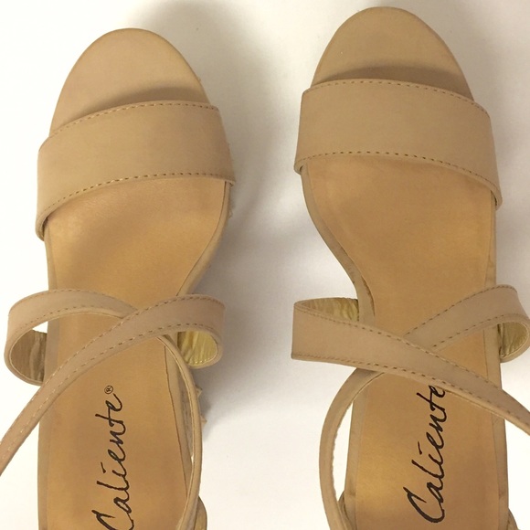 Caliente Taupe Strappy Wedges - Picture 3 of 4