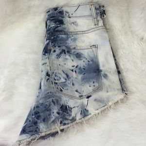 High waisted tie dye denim cheeky shorts
