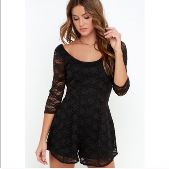 Billabong black feminine stretch lace romper NWT - Picture 1 of 4