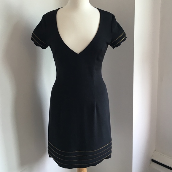 Jay Godfrey Black Gold Tone Silk Dress