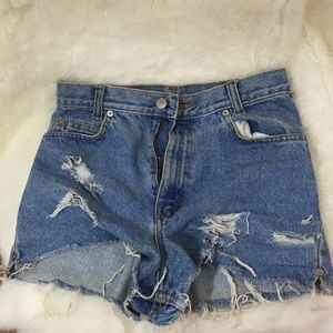 High waisted denim shorts