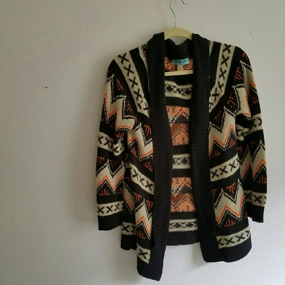 Geometric Southwest Patterned Open Front Cardigan