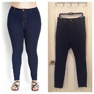 Plus Size High-Waisted Dark Wash Skinny Jeans