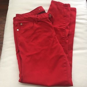 Red skinny jeans
