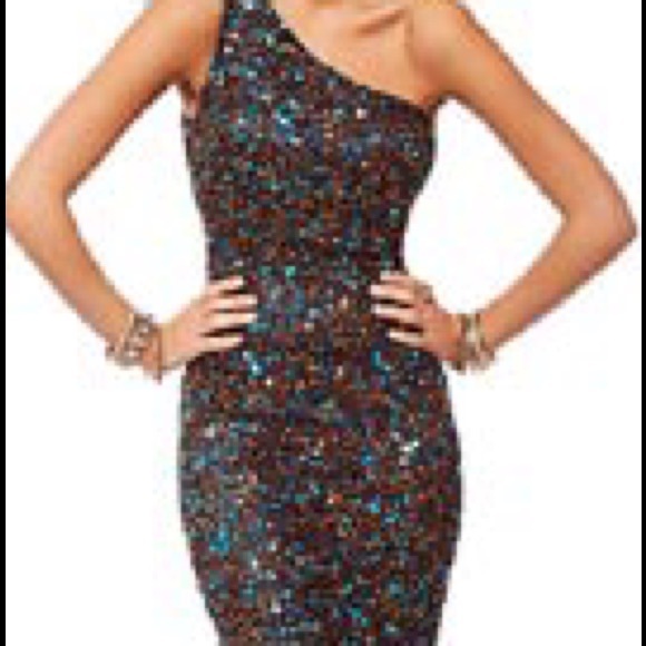 Never worn Brown and turquoise sequin Scala dress