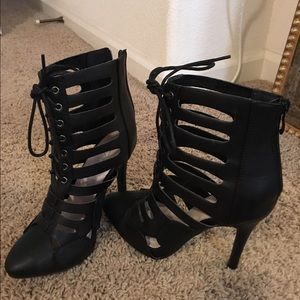 Black faux booties