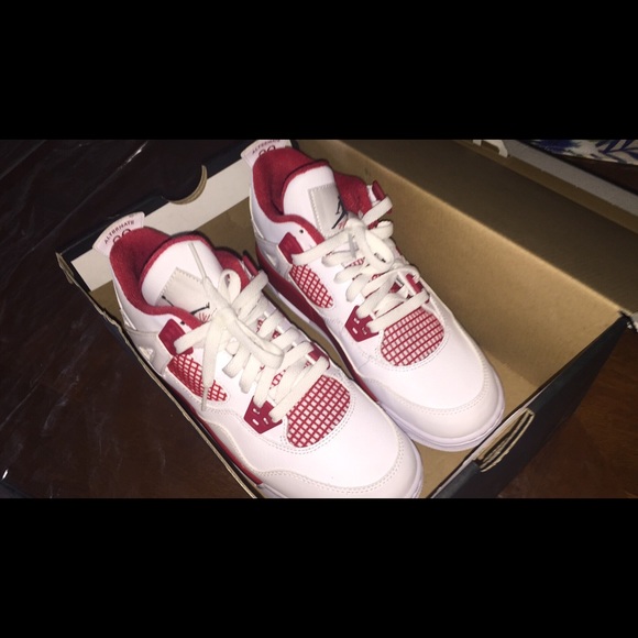 Red and white jordans
