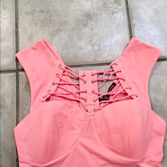 Hot to trot! Pretty pink lace up tank! - Picture 3 of 4
