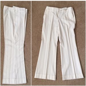 New York & Company cream pinstriped dress pants 6