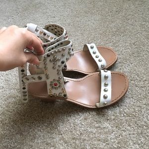 white studded sandals US 7